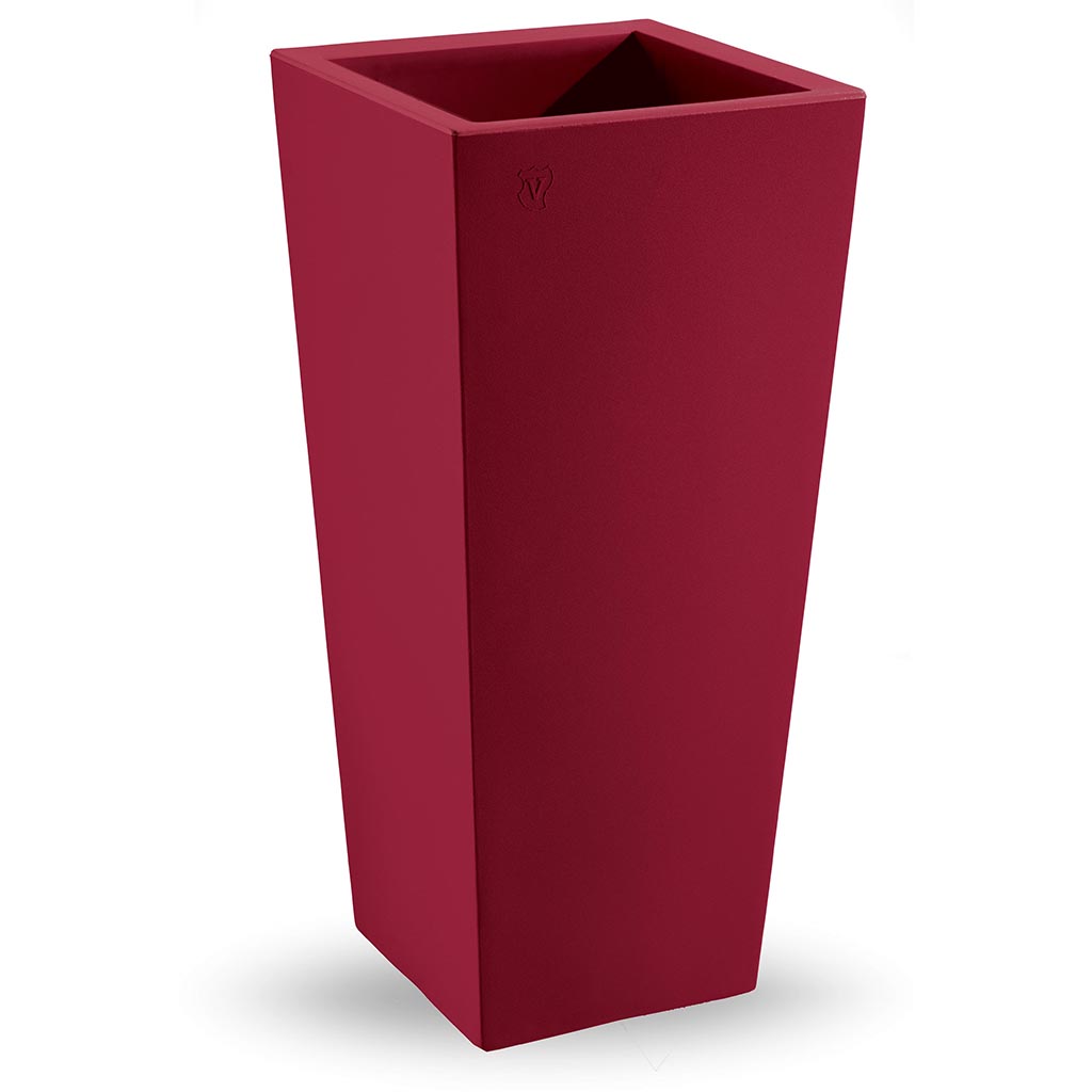 Bloempot Genesis vierkant H100 cm rood - VECA